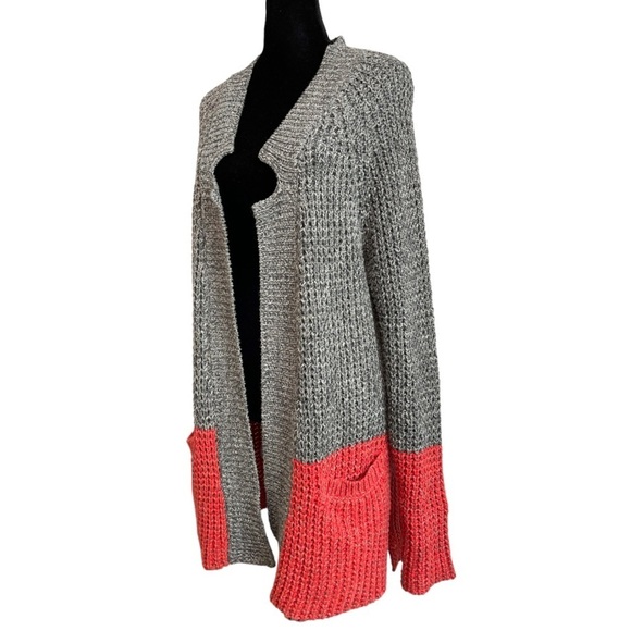 Line & Dot Chunky Knit Colorblock Open Front Oversize Cardigan Women's Small - Picture 3 of 11